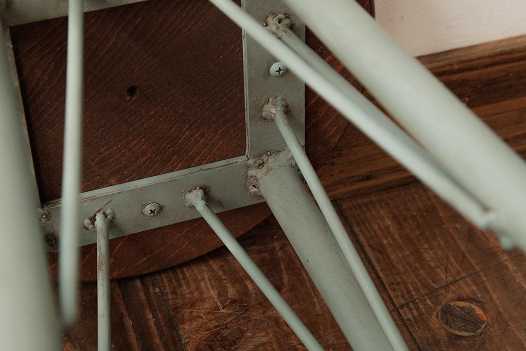 ラフジュ工房オリジナル　青緑色のペイントが目を引く丸スツール(チェア、椅子)(R-038128)