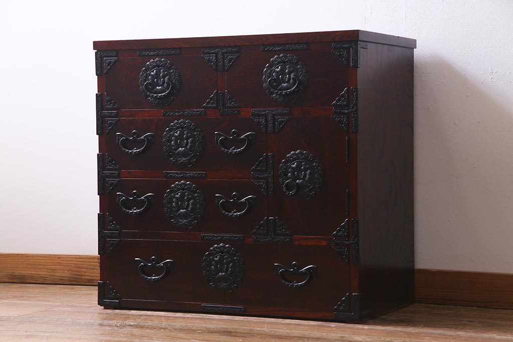 伝統民芸家具 岩谷堂箪笥 整理箪笥/チェスト 欅材/漆塗/牡丹模様