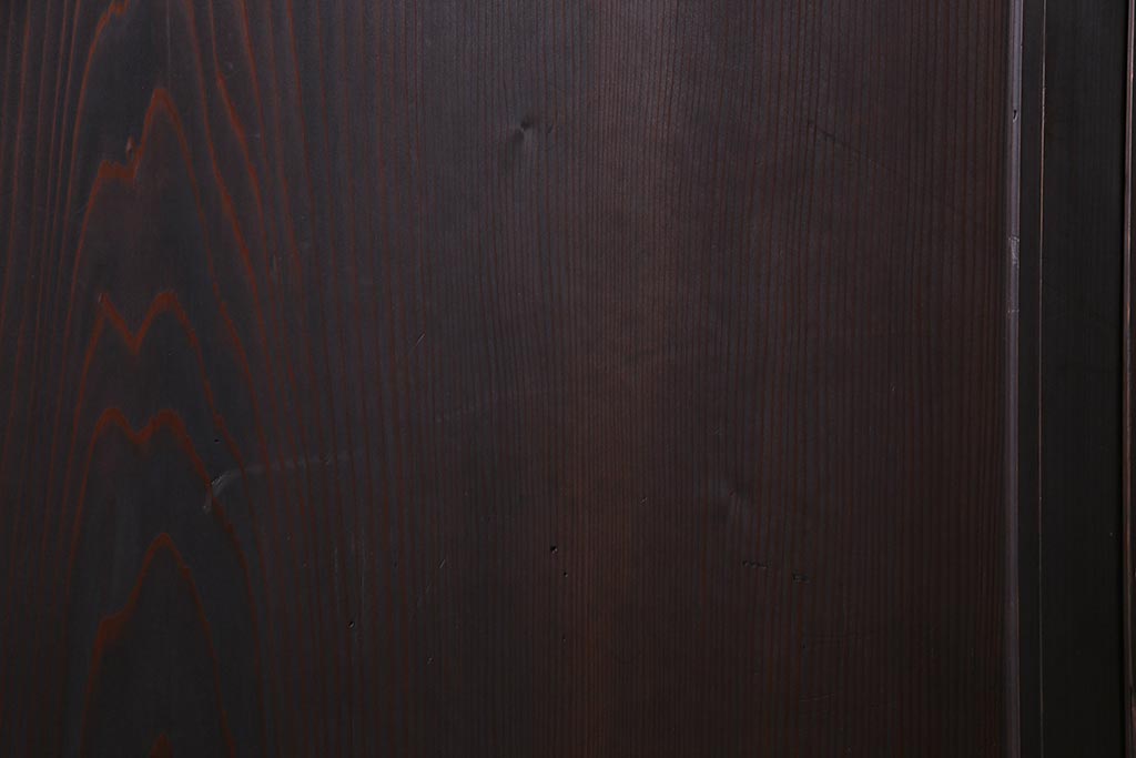 アンティーク建具　明治大正期　渋い色味が魅力のシンプルな板戸2枚セット(建具、帯戸、引き戸)(R-038135)