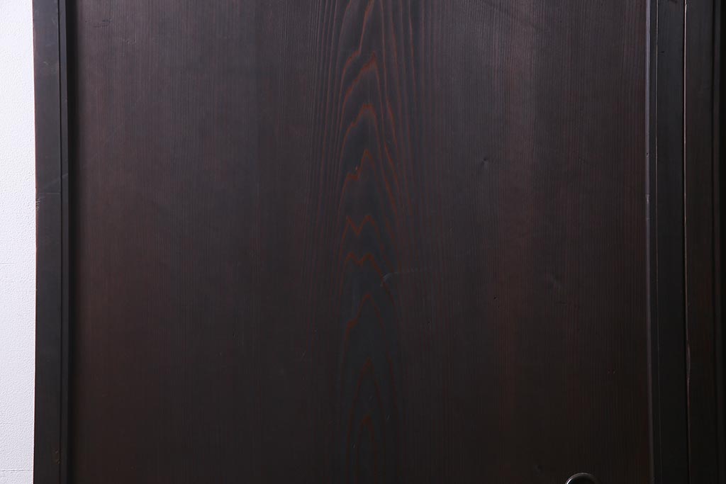 アンティーク建具　明治大正期　渋い色味が魅力のシンプルな板戸2枚セット(建具、帯戸、引き戸)(R-038135)