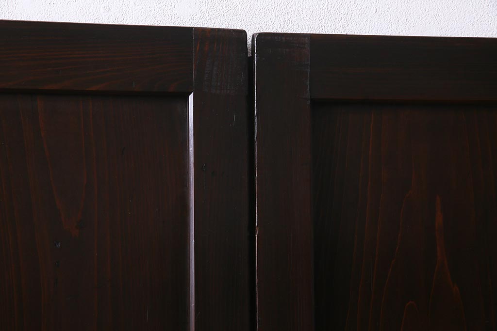 アンティーク建具　幅広サイズで存在感抜群の格子帯戸2枚セット(建具、引き戸)(R-038136)
