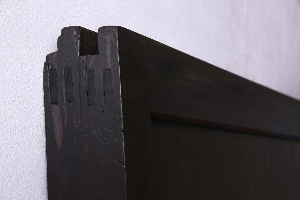 アンティーク建具　幅広サイズで存在感抜群の格子帯戸2枚セット(建具、引き戸)(R-038136)