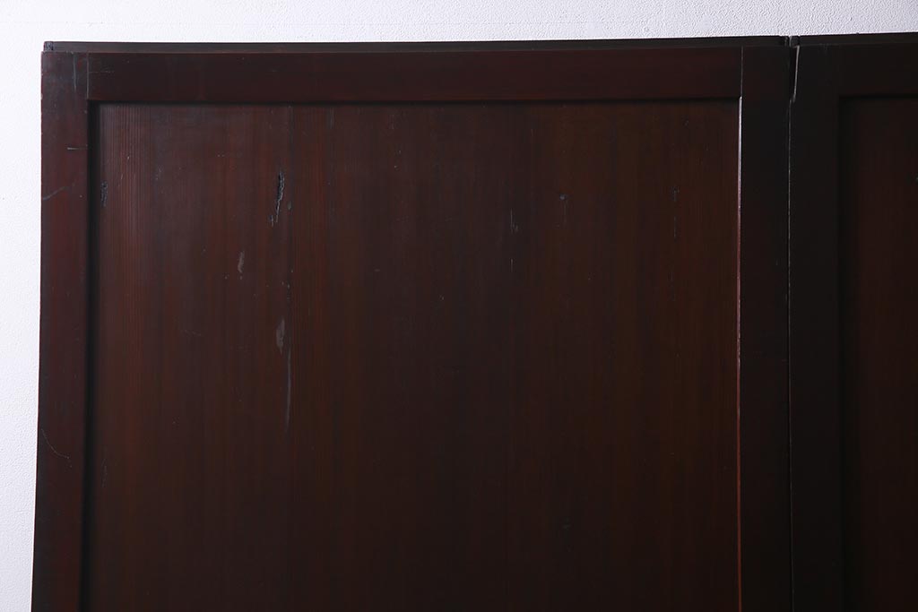 アンティーク建具　和製アンティーク　まっすぐな木目が美しい明治大正期の板戸(引き戸、建具)2枚セット(R-038138)