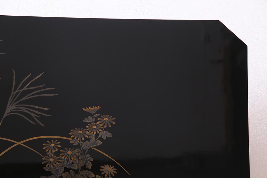 中古　民芸家具　輪島塗沈金　幸一作　和の風情たっぷりのつい立て(衝立)(R-038148)