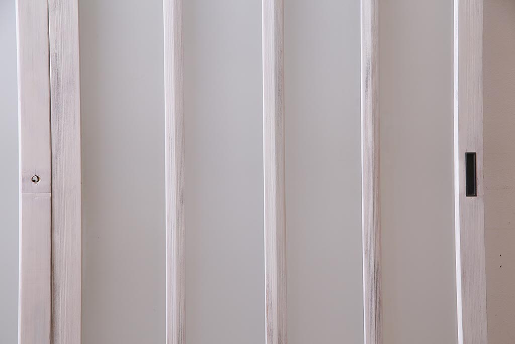 アンティーク建具　ペイント　すりガラス　フレンチナチュラルにもぴったりなガラス戸2枚セット(引き戸)(R-038155)