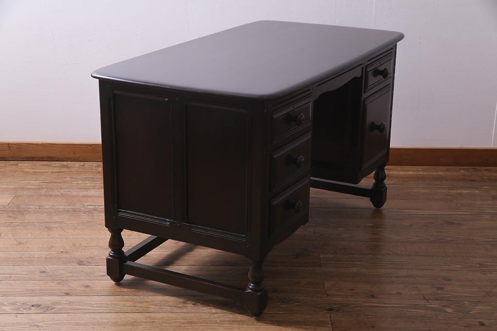 ヴィンテージ家具　イギリスビンテージ　ERCOL(アーコール)　Old Colonial(オールドコロニアル)　両袖デスク(両袖机、在宅ワーク、在宅用ライティングデスク、ワークデスク)(R-038159)