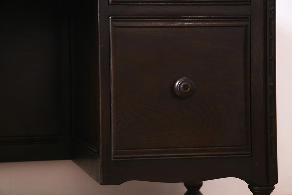 ヴィンテージ家具　イギリスビンテージ　ERCOL(アーコール)　Old Colonial(オールドコロニアル)　両袖デスク(両袖机、在宅ワーク、在宅用ライティングデスク、ワークデスク)(R-038159)