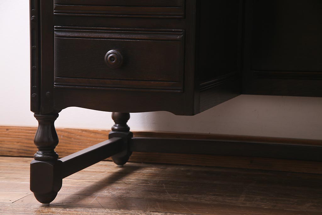 ヴィンテージ家具　イギリスビンテージ　ERCOL(アーコール)　Old Colonial(オールドコロニアル)　両袖デスク(両袖机、在宅ワーク、在宅用ライティングデスク、ワークデスク)(R-038159)