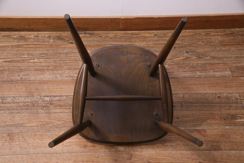 ヴィンテージ家具　イギリスビンテージ　ERCOL(アーコール)　素朴で愛らしいシスルバックチェア(ダイニングチェア、椅子)(R-038179)