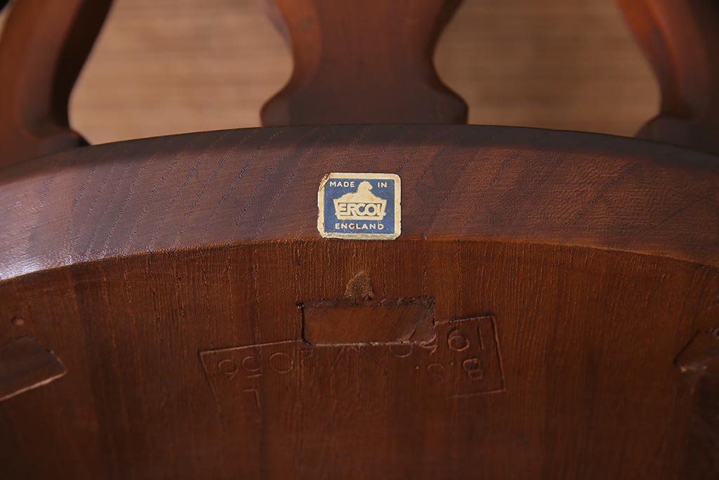 ヴィンテージ家具　イギリスビンテージ　ERCOL(アーコール)　上品な佇まいのシスルバックチェア(ダイニングチェア、椅子)(R-038181)