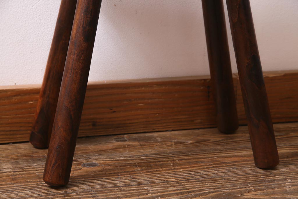 ヴィンテージ家具　パイン材　レトロな花の模様がアクセントのスツール(チェア、椅子、花台、ビンテージ)(R-038196)