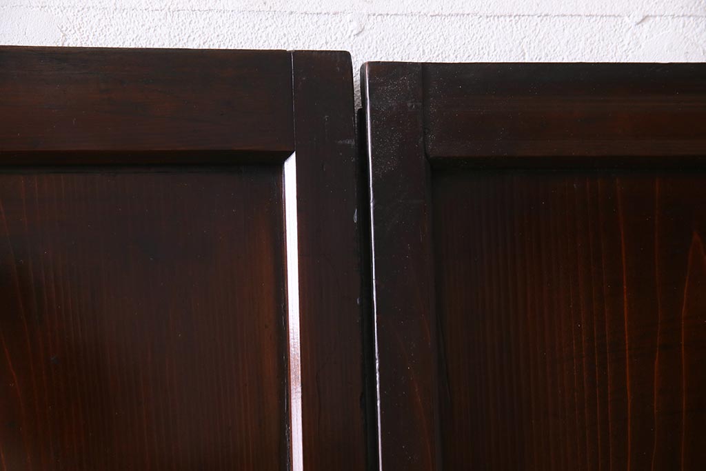 アンティーク建具　和製アンティーク　漆塗り　上質な和の空間を演出する格子帯戸4枚セット(引き戸、建具)(R-038203)