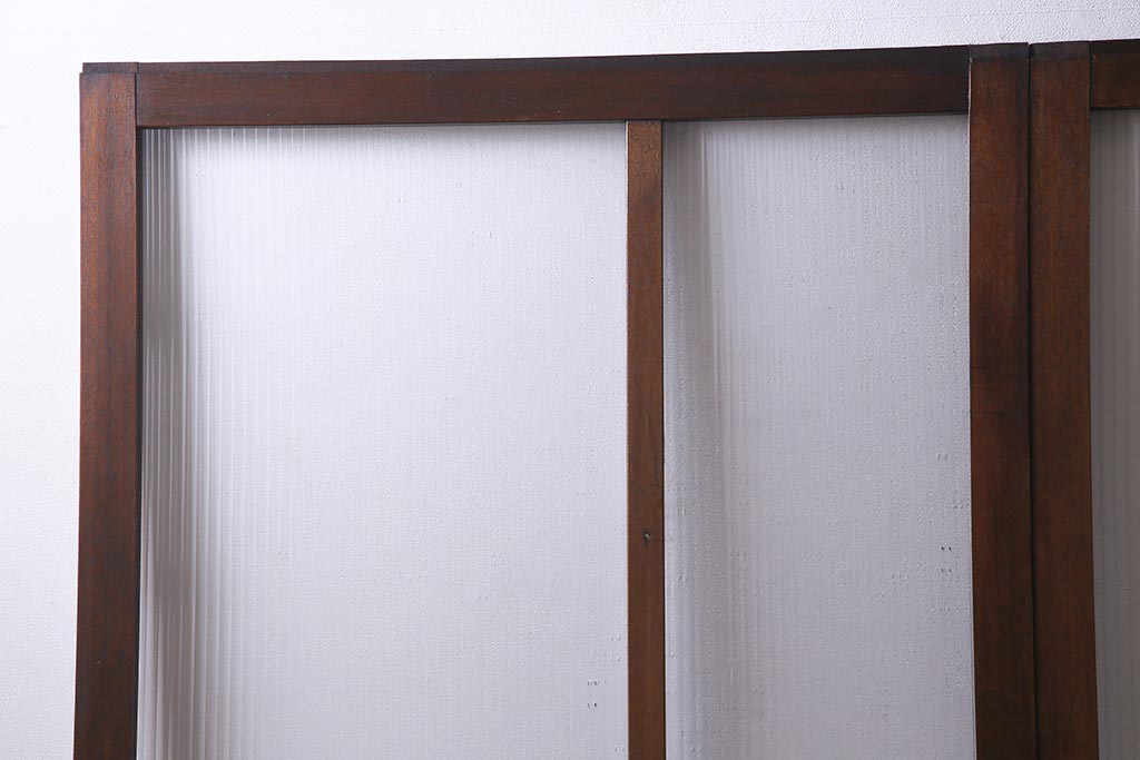 アンティーク建具　モールガラス入り　大判のレトロガラスが可愛らしいガラス戸2枚セット(引き戸)(R-038204)