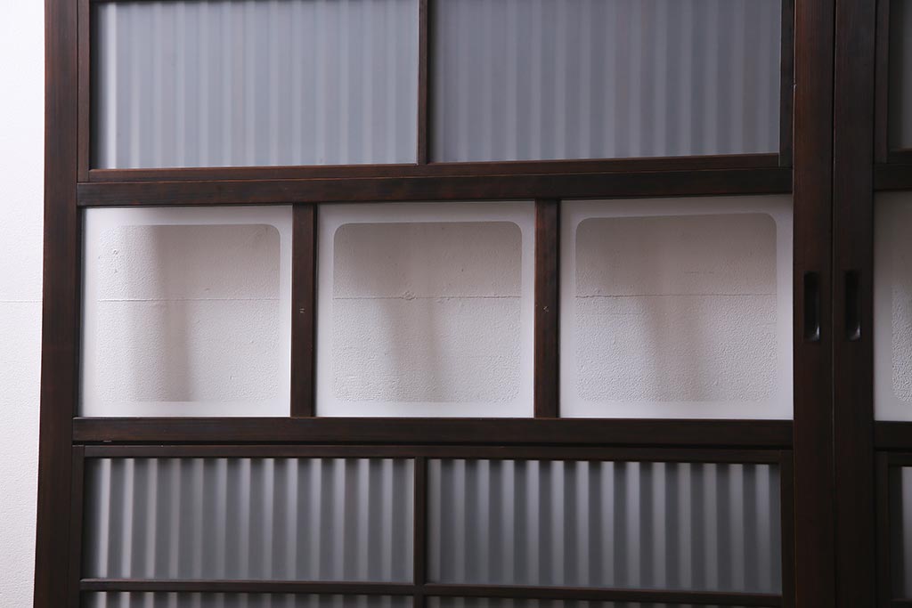 アンティーク建具　裏ガラス入り　変わり型　和の風情漂う格子戸2枚セット(建具、引き戸)(R-038210)