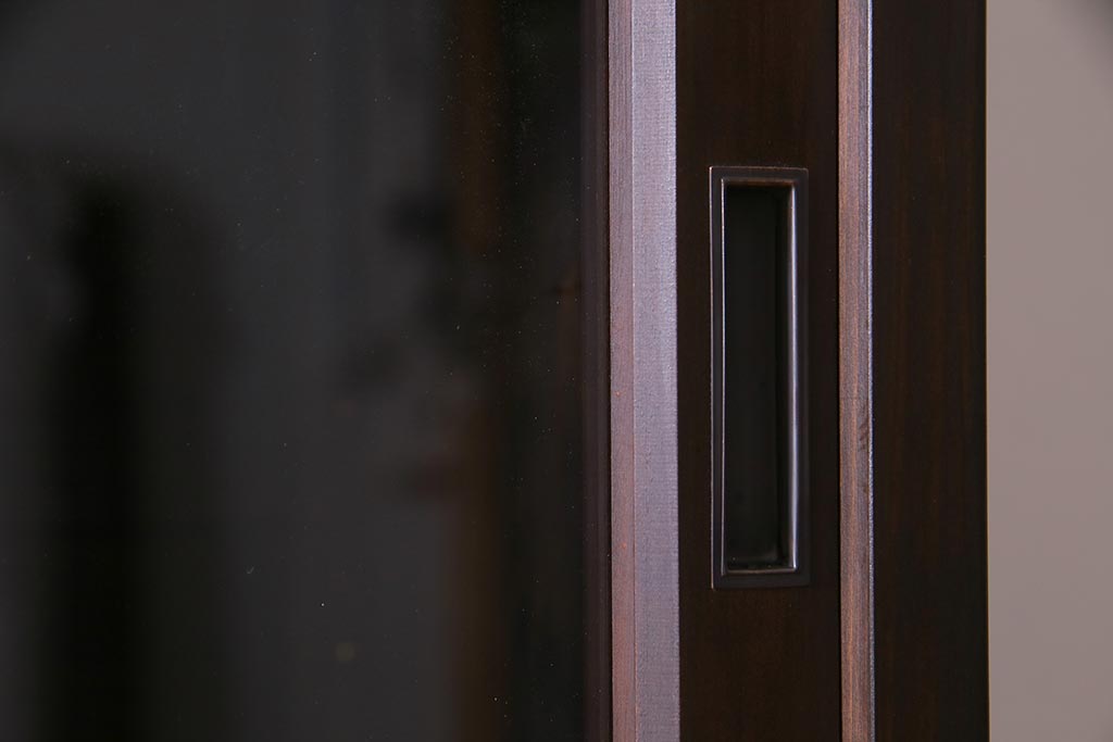 ラフジュ工房オリジナル　ヒノキ無垢材・ヒバ材　当店オリジナルガラス　ノスタルジックな雰囲気漂う重ね戸棚(食器棚、収納棚)(R-038213)