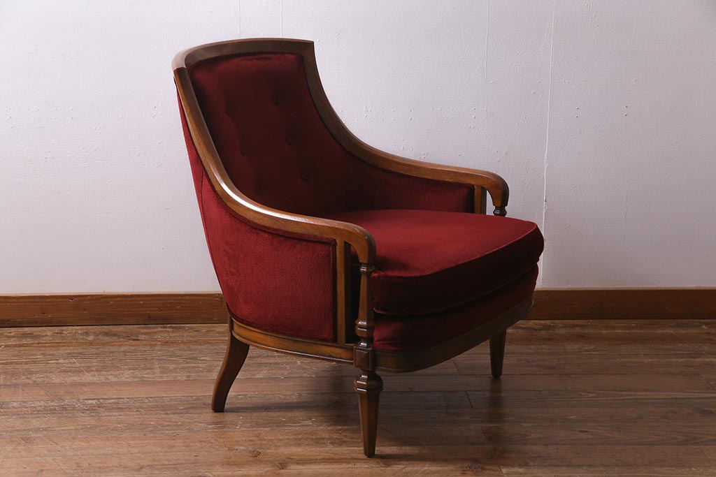 中古　DREXEL HERITAGE(ドレクセルヘリテイジ)　Upholstery(アップホルスタリー)　クラシカルな雰囲気漂うローバックチェア(1人掛けソファ、アームソファ)(定価約45万円)(R-038215)