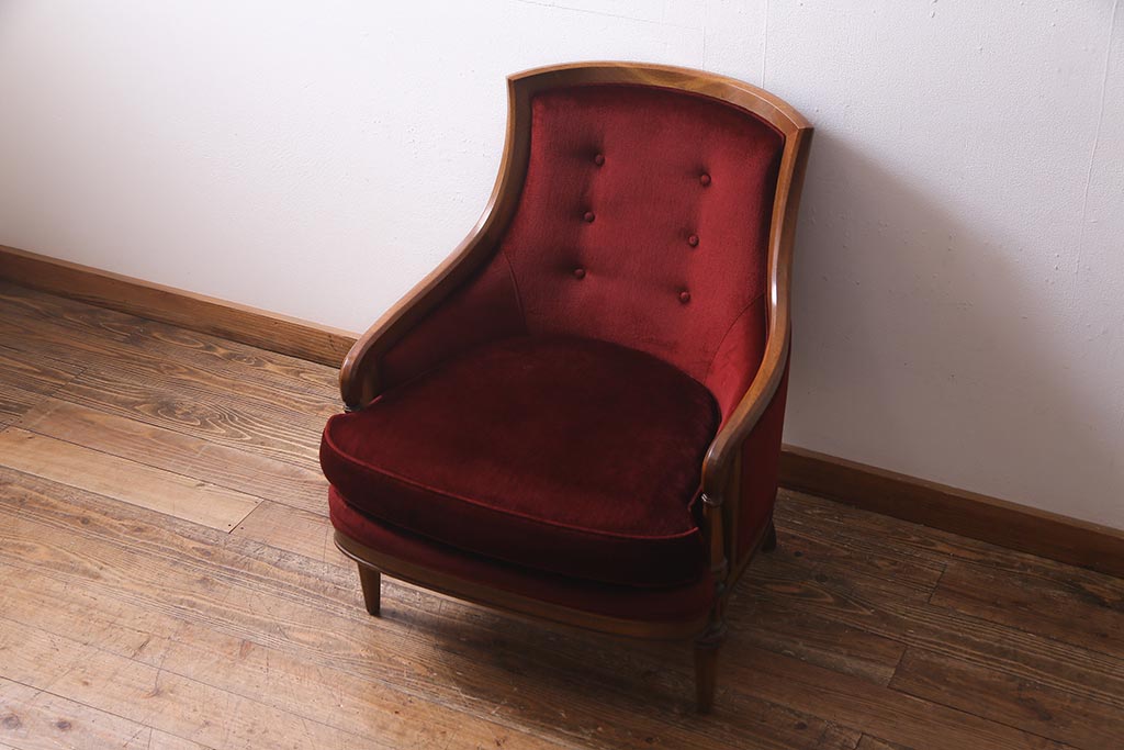 中古　DREXEL HERITAGE(ドレクセルヘリテイジ)　Upholstery(アップホルスタリー)　クラシカルな雰囲気漂うローバックチェア(1人掛けソファ、アームソファ)(定価約45万円)(R-038215)