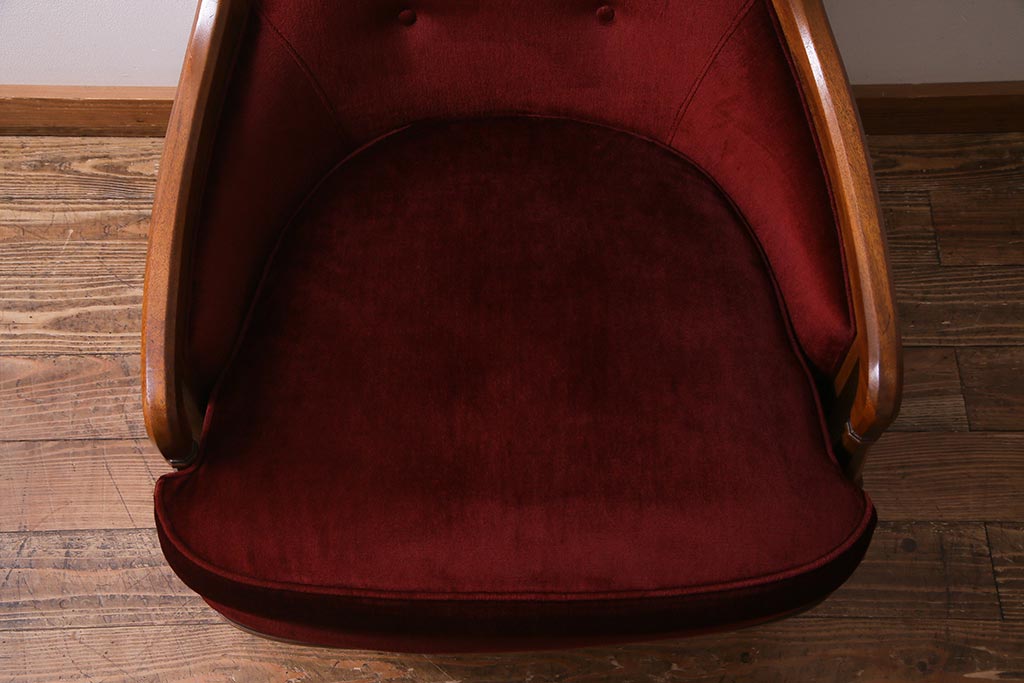 中古　DREXEL HERITAGE(ドレクセルヘリテイジ)　Upholstery(アップホルスタリー)　クラシカルな雰囲気漂うローバックチェア(1人掛けソファ、アームソファ)(定価約45万円)(R-038215)