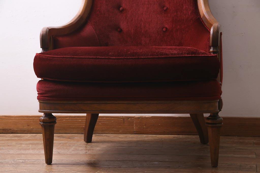 中古　DREXEL HERITAGE(ドレクセルヘリテイジ)　Upholstery(アップホルスタリー)　クラシカルな雰囲気漂うローバックチェア(1人掛けソファ、アームソファ)(定価約45万円)(R-038216)