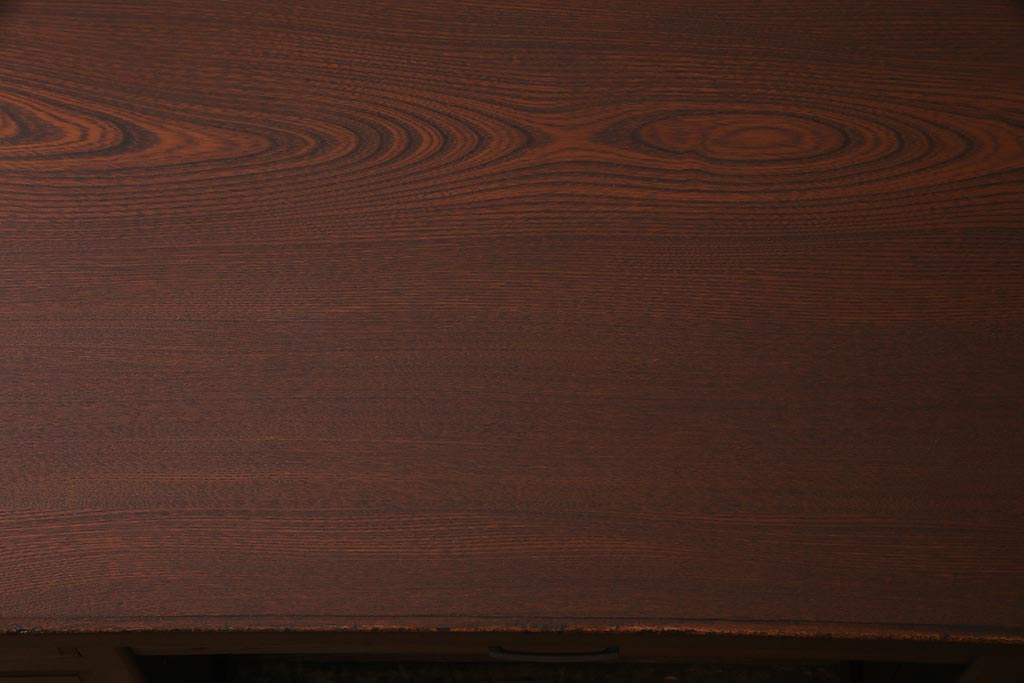 アンティーク家具　和製アンティーク　総ケヤキ材　レトロな雰囲気漂う両袖デスク(両袖机、在宅ワーク、在宅用ワークデスク)(R-038235)