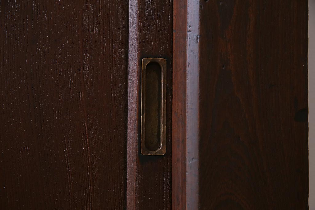 アンティーク建具　明治期　超ド級119kg!激レア品　 総ケヤキ材　くぐり戸が二重の珍しい極厚大戸(建具、蔵戸、引き戸、玄関戸)(R-038244)