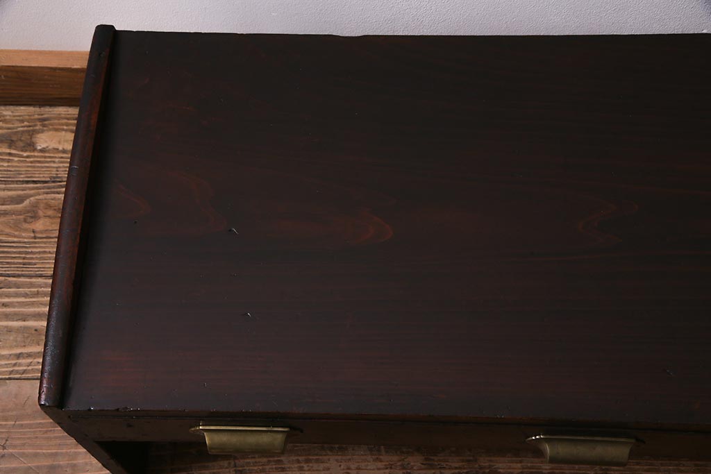 アンティーク家具　大正期　レトロな雰囲気漂う落ち着いた色味の文机(ローテーブル、座卓)(R-038248)