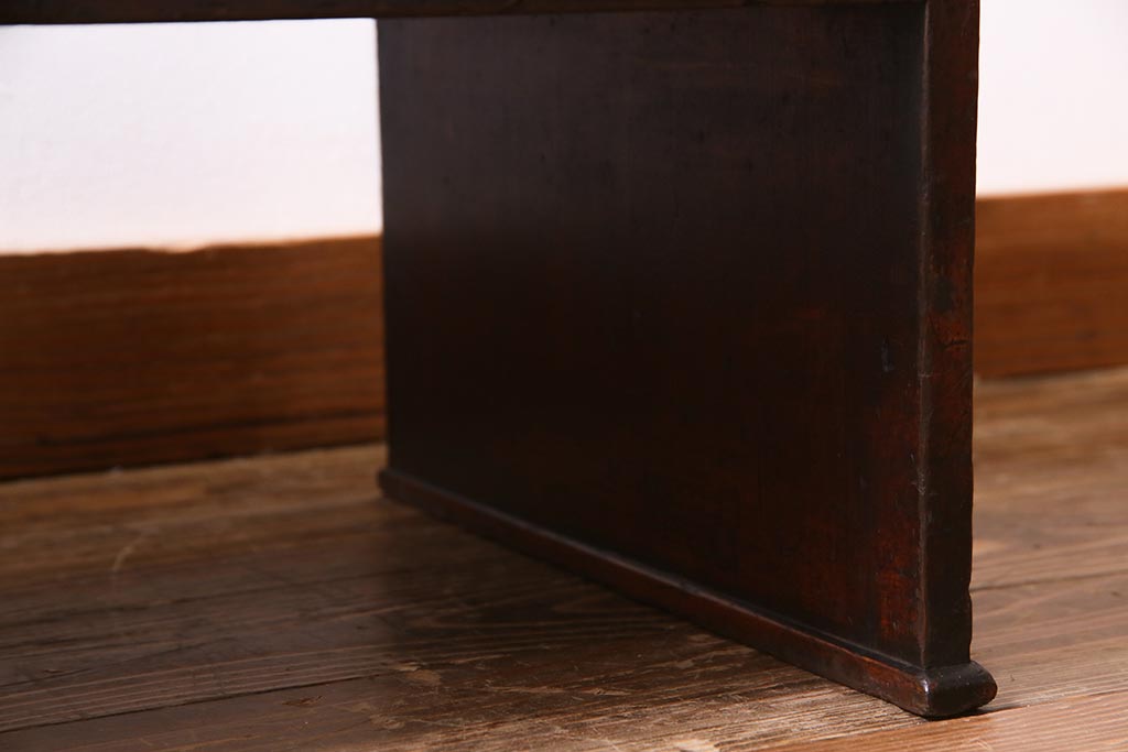 アンティーク家具　大正期　レトロな雰囲気漂う落ち着いた色味の文机(ローテーブル、座卓)(R-038248)