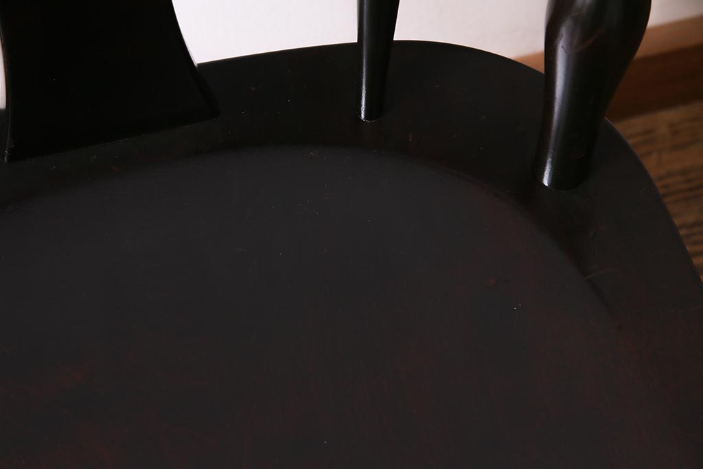 中古　北海道民芸家具　オックスボーチェア　シックな佇まいのダイニングチェア(板座チェア、椅子)(R-038271)