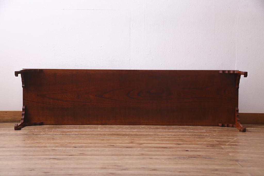 アンティーク家具　レアサイズ!　総ケヤキ材　天板一枚板　漆塗りが綺麗な文机(座机、ローテーブル、花台)(R-038288)