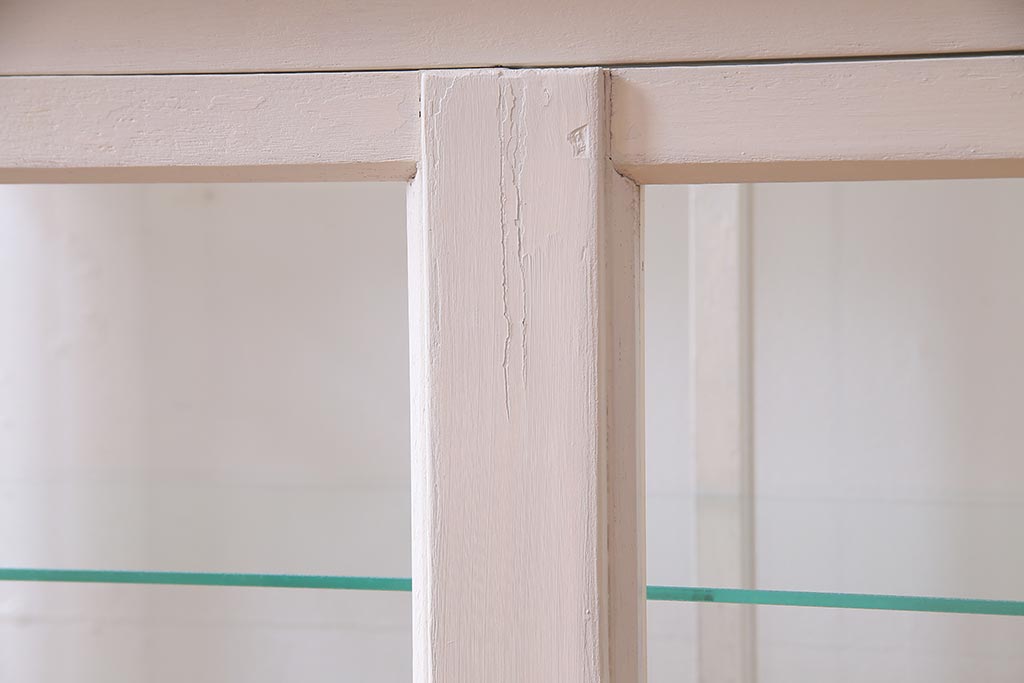 ペイント家具　和製アンティーク　昭和初期　淡いカラーがお洒落なガラスケース(ショーケース、陳列棚、飾り棚)(R-038307)