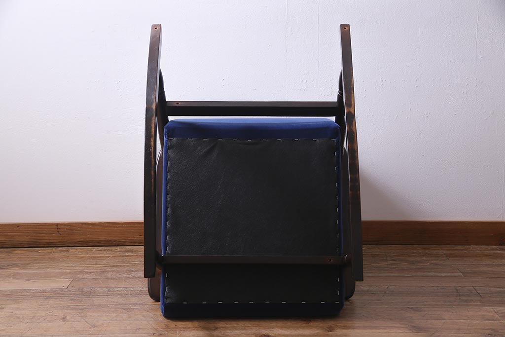 アンティーク家具　昭和初期　深みのあるブルーがお洒落なロッキングチェア(アームチェア)(R-038316)