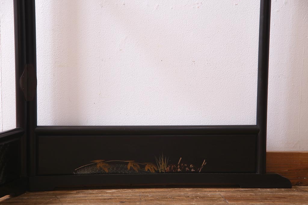 アンティーク雑貨　昭和初期　川辺の風景が和の情緒溢れる衣桁(着物掛け、ハンガーラック)(R-038342)