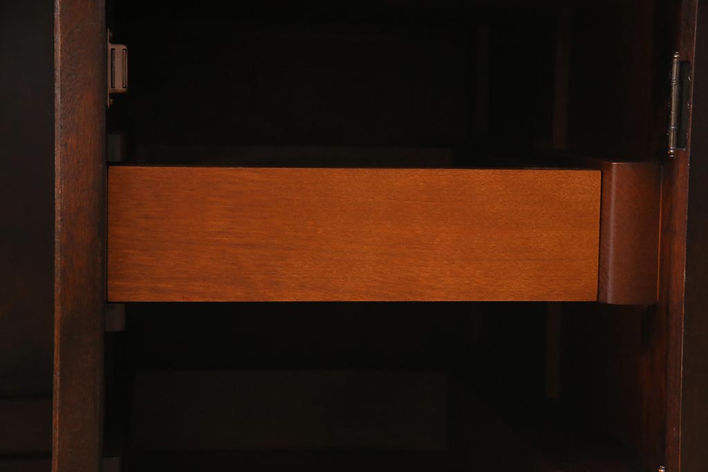 中古　北海道民芸家具　シックな雰囲気が魅力の片袖デスク(机、在宅ワーク、在宅用ワークデスク)(R-038351)