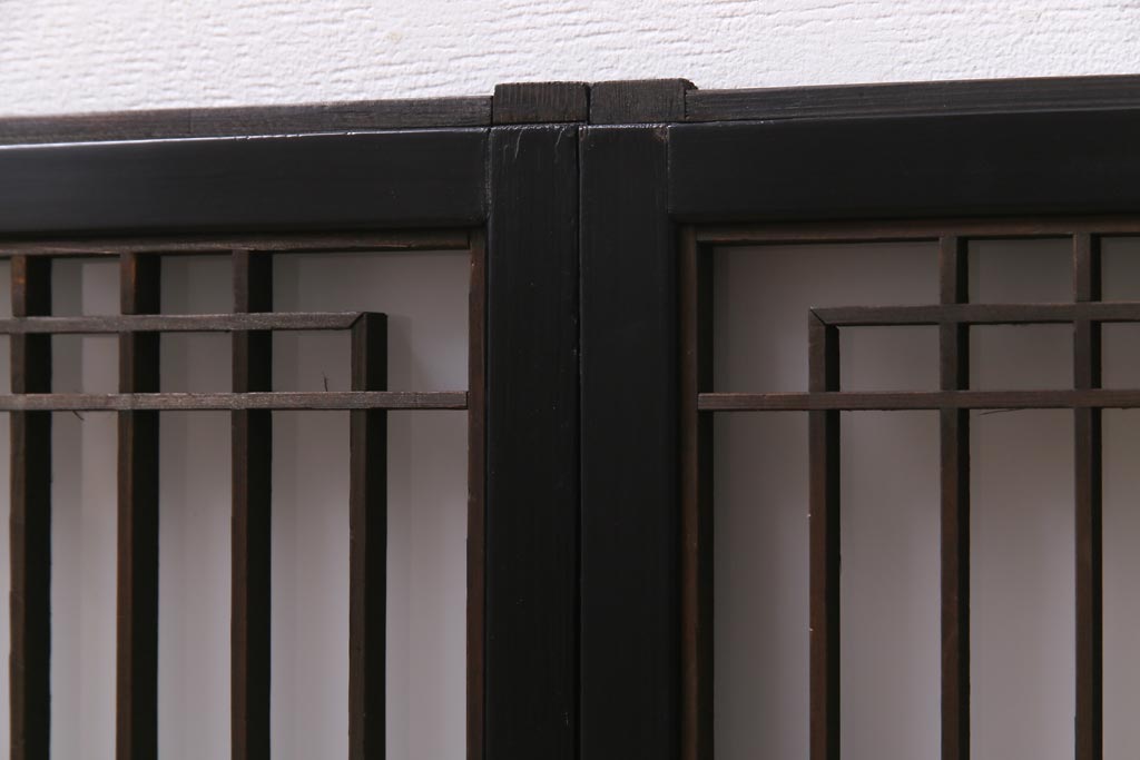 ラフジュ工房オリジナル　古建具リメイク　すりガラス入り　洗練された和の雰囲気を放つ重ね戸棚(書院戸、組子、キャビネット、収納棚)(R-038355)