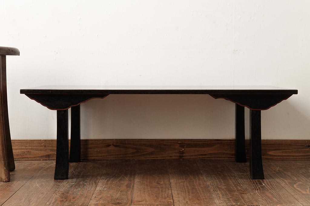 アンティーク家具　和製アンティーク　優美なシルエットが魅力的な二月堂机(座卓、ちゃぶ台)(R-038356)