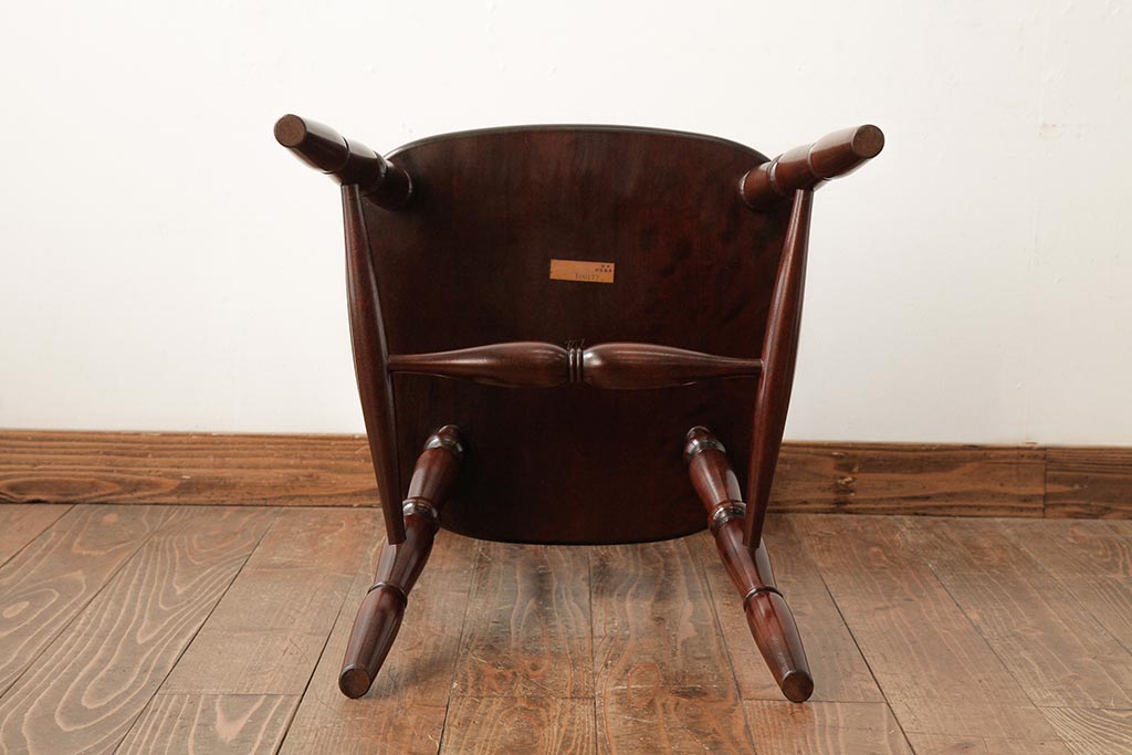 中古　松本民芸家具　16型スピンドルチェア　ゆったりと座れるダイニングチェア(板座チェア、椅子)(R-038358)
