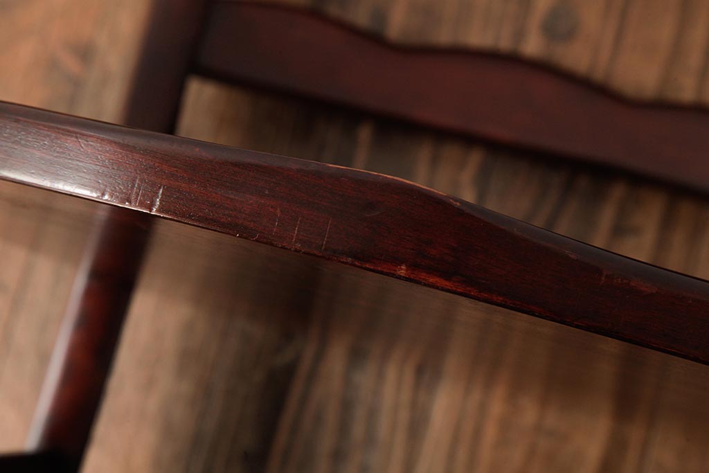 中古　日向民芸　美しい木肌が上品な印象与えるダイニングチェア(ラダーバックチェア、板座チェア、椅子)(R-038362)