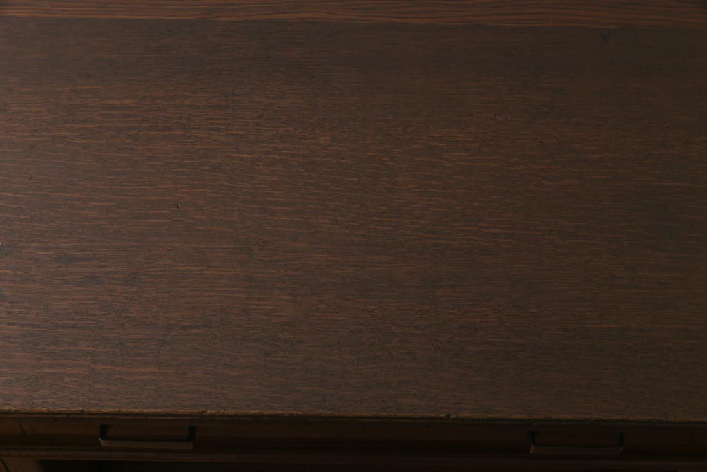レトロ家具　昭和レトロ　ナラ材　モールガラス入り　ノスタルジックな空間を演出する両袖デスク(両袖机、在宅ワーク、在宅用ワークデスク)(R-038386)