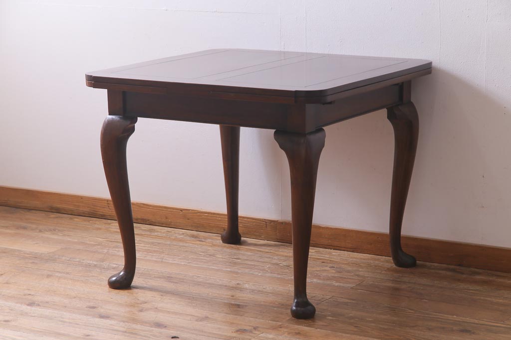 アンティーク家具　イギリスアンティーク　ウォールナット材　上品な佇まいのドローリーフテーブル(ダイニングテーブル、ドローリーフテーブル)(R-038391)