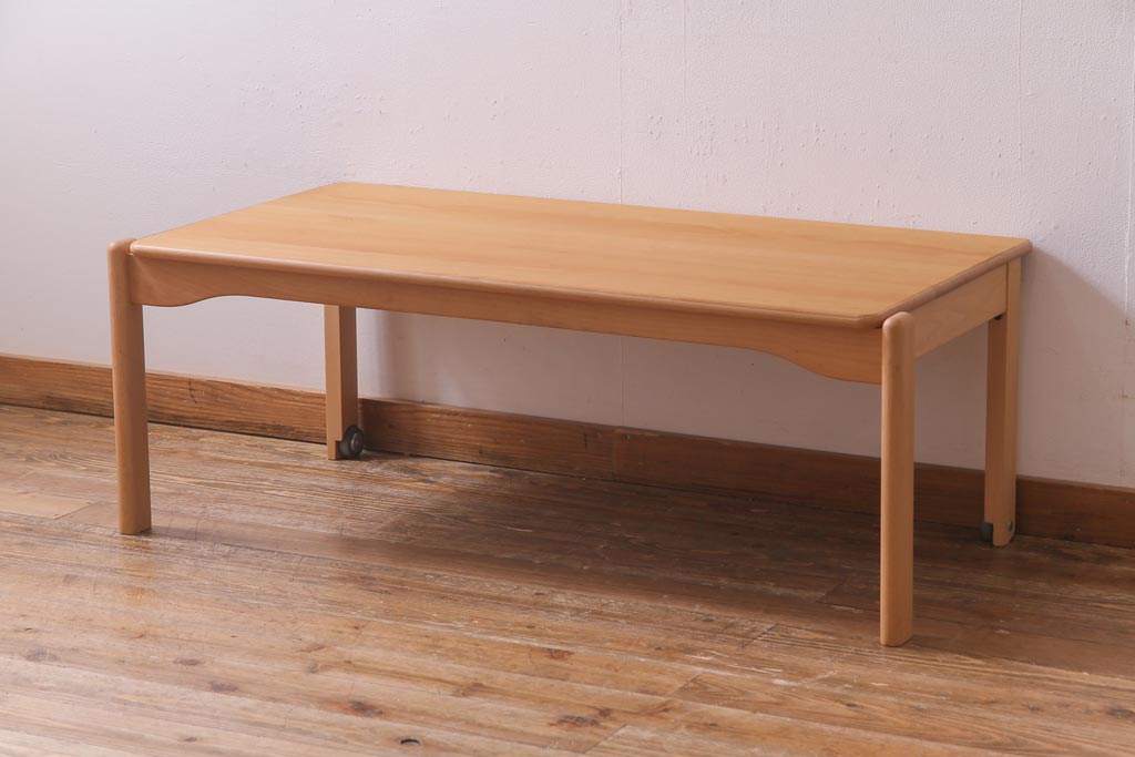 中古　飛騨産業　キツツキ　kids furniture　KF154TB　ビーチ材　キッズスタッキングテーブル(キャスター付きテーブル)(R-038393)