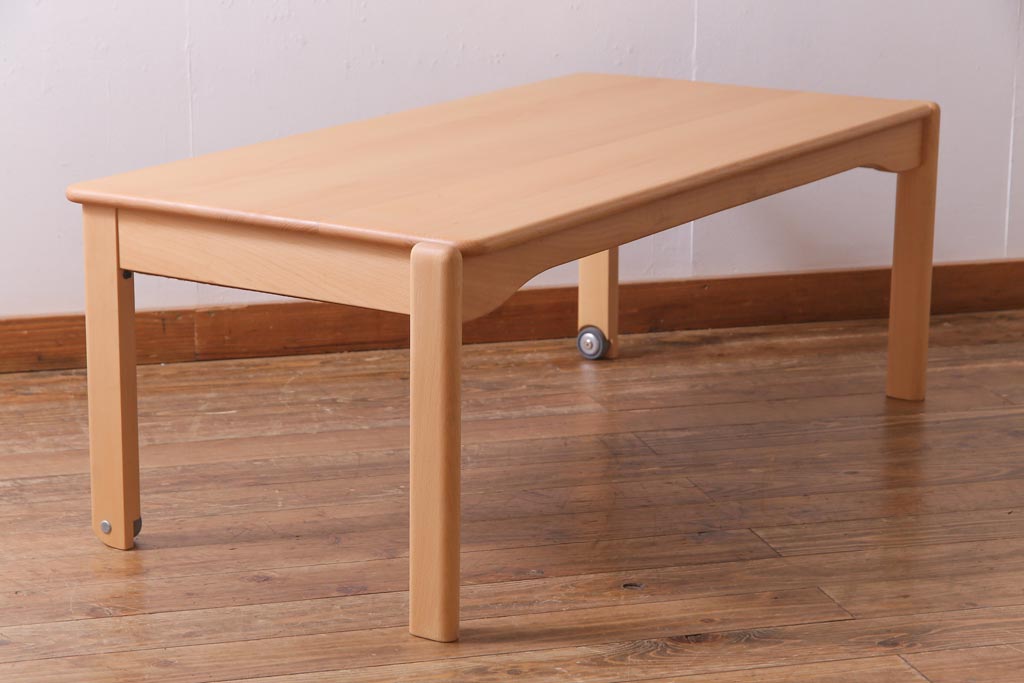 中古　飛騨産業　キツツキ　kids furniture　KF154TB　ビーチ材　キッズスタッキングテーブル(キャスター付きテーブル)(R-038393)