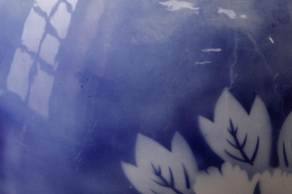 アンティーク雑貨　昭和初期　大輪の花が目を引く瀬戸火鉢(R-038408)