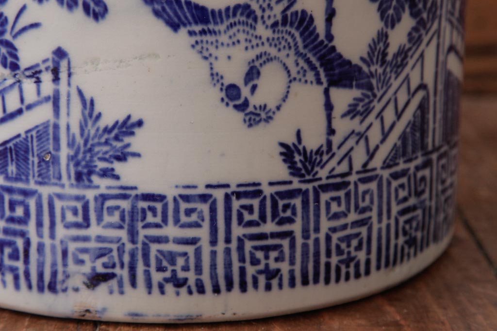 アンティーク雑貨　大正昭和初期　アジアンな雰囲気漂う瀬戸火鉢(R-038413)
