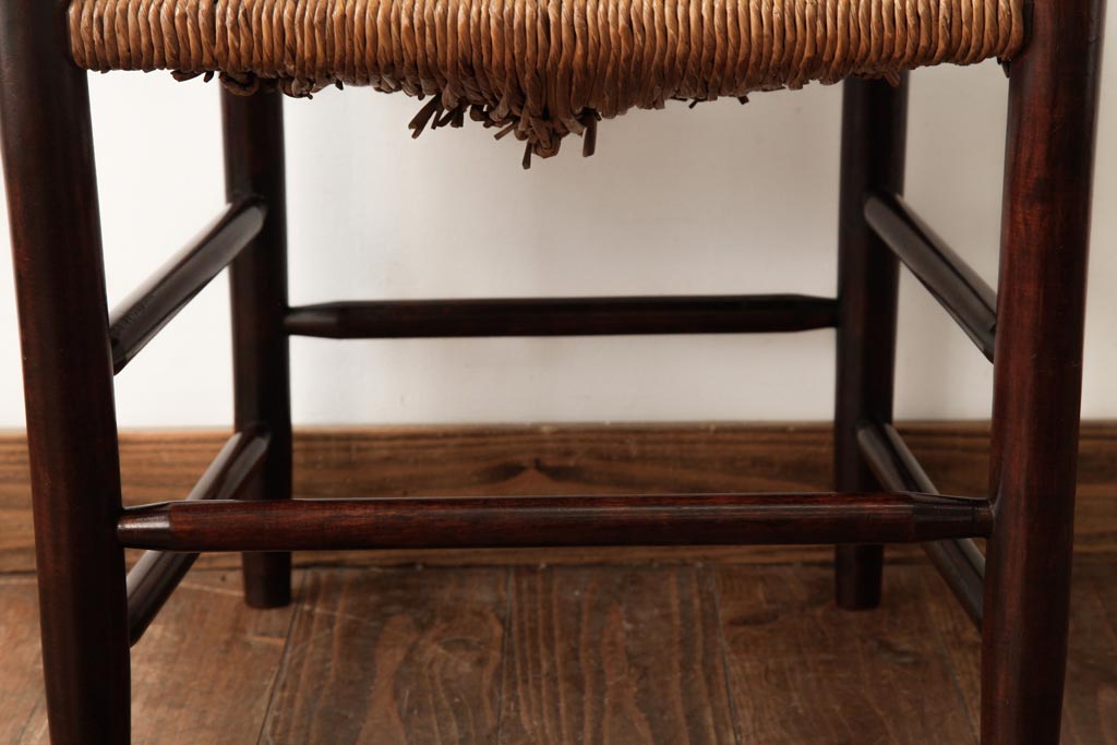 中古　松本民芸家具　#63型　ラダーバックのラッシチェア(ダイニングチェア、椅子)(定価約11万円)(R-038456)