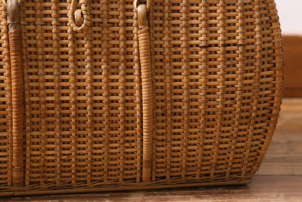 アンティーク雑貨　昭和中期　レトロでかわいいアンティークバスケット(カゴ・収納)(R-038465)