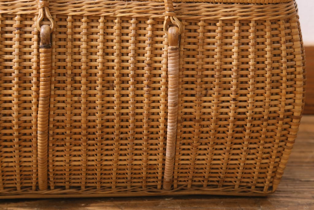 アンティーク雑貨　昭和中期　レトロでかわいいアンティークバスケット(カゴ・収納)(R-038465)