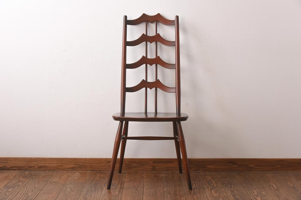 ヴィンテージ家具　イギリスビンテージ　ERCOL(アーコール)　希少!洗練された佇まいのラダーバックチェア(ダイニングチェア、椅子)(R-038471)