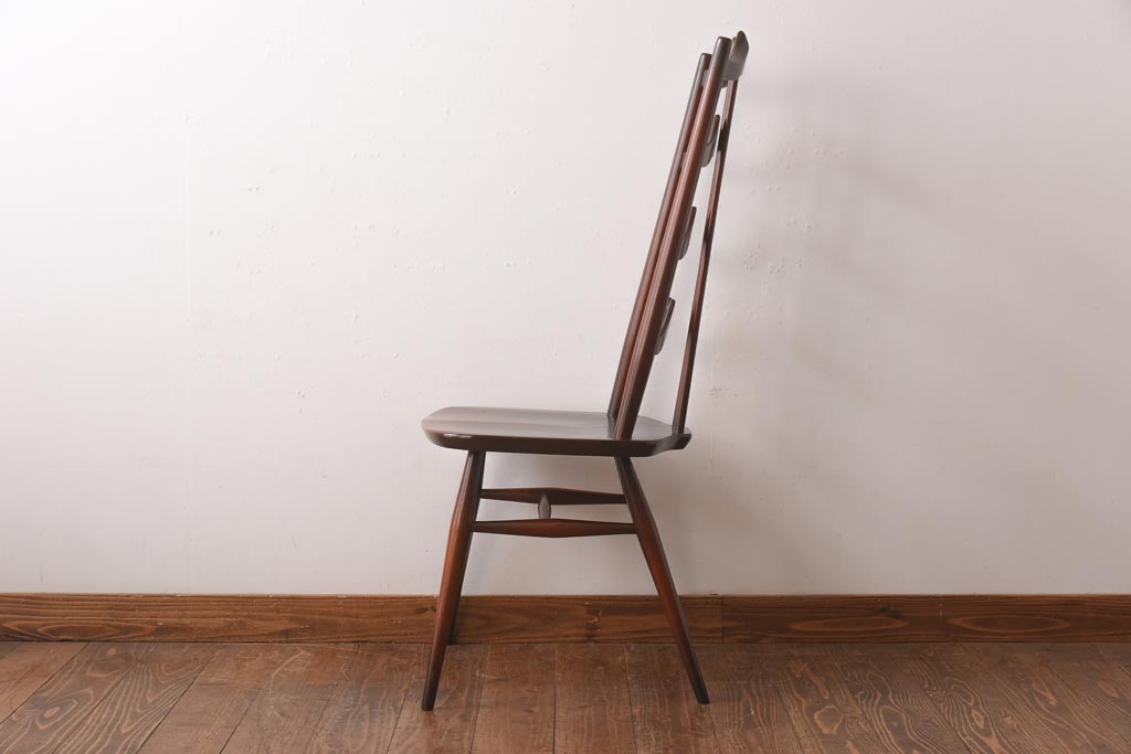 ヴィンテージ家具　イギリスビンテージ　ERCOL(アーコール)　希少!洗練された佇まいのラダーバックチェア(ダイニングチェア、椅子)(R-038471)