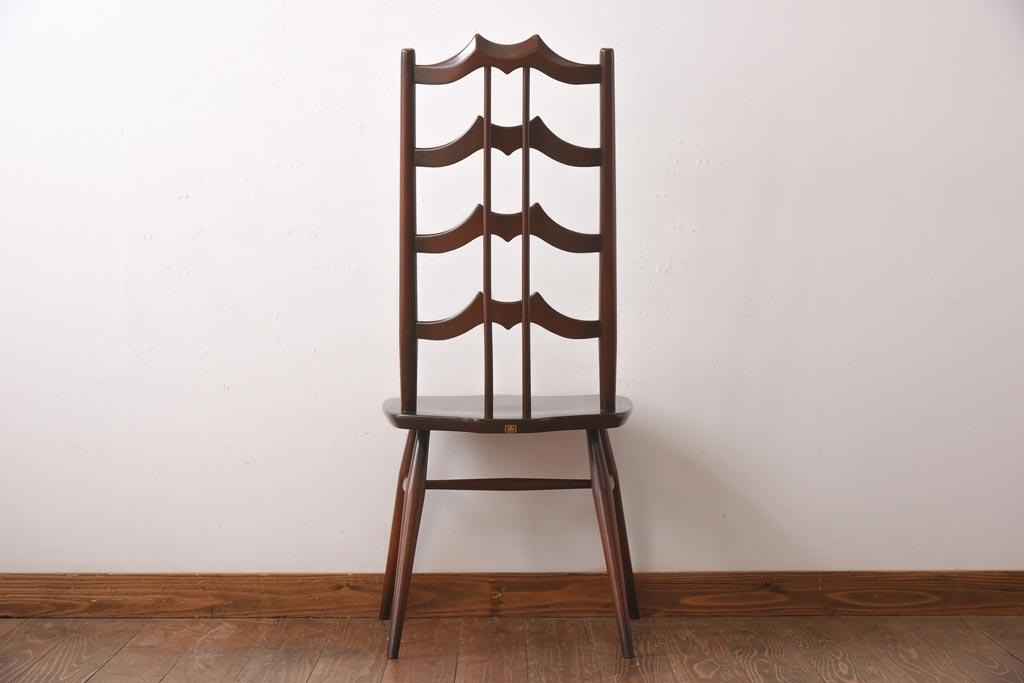 ヴィンテージ家具　イギリスビンテージ　ERCOL(アーコール)　希少!洗練された佇まいのラダーバックチェア(ダイニングチェア、椅子)(R-038471)