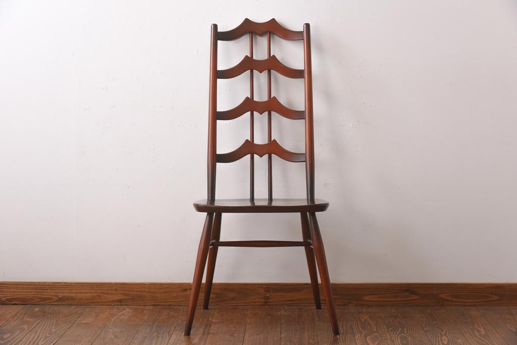 ヴィンテージ家具　イギリスビンテージ　ERCOL(アーコール)　希少!洗練された佇まいのラダーバックチェア(ダイニングチェア、椅子)(R-038473)